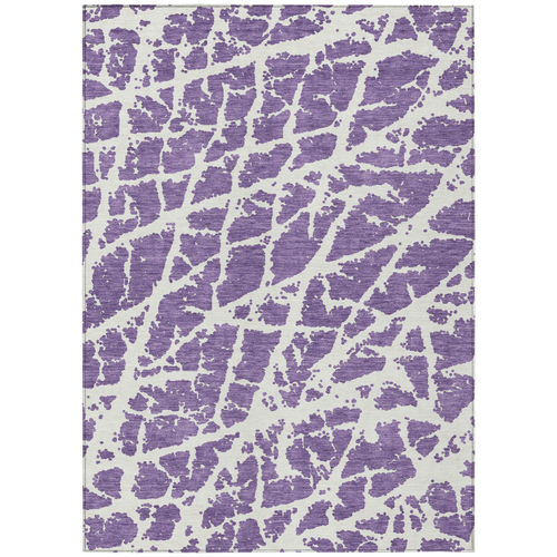 8' X 10' Purple and White Abstract Washable Non Skid Indoor Outdoor Area Rug