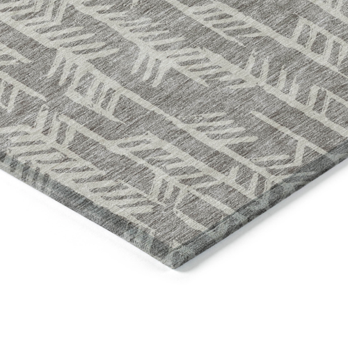 10' X 14' Taupe And Beige Tribal Washable Indoor Outdoor Area Rug
