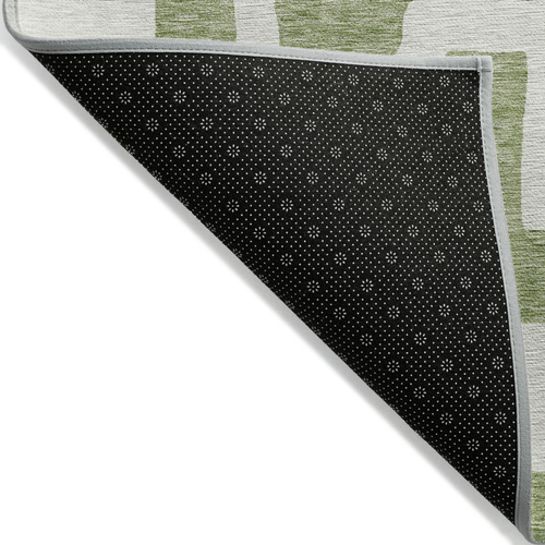 10' X 14' Green And Ivory Abstract Washable Indoor Outdoor Area Rug
