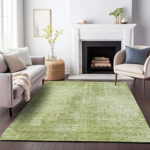 9' X 12' Sage And Green Abstract Washable Indoor Outdoor Area Rug