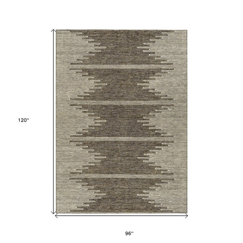 8' X 10' Coffee And Ivory Abstract Washable Indoor Outdoor Area Rug