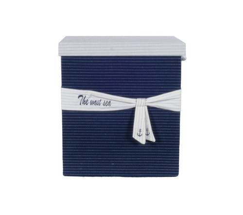 Homeroots Home Decor 13.5" x 17" x 22.5" Blue Fabric Basket with Bow Decoration Set of 5