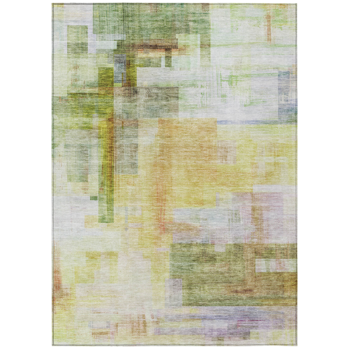 8' X 10' Green Yellow And Purple Abstract Washable Indoor Outdoor Area Rug