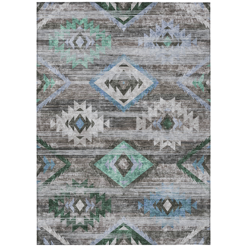 9' X 12' Brown Beige And Blue Southwestern Washable Indoor Outdoor Area Rug