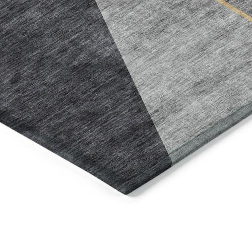 9' X 12' Charcoal Taupe And Gray Geometric Washable Indoor Outdoor Area Rug