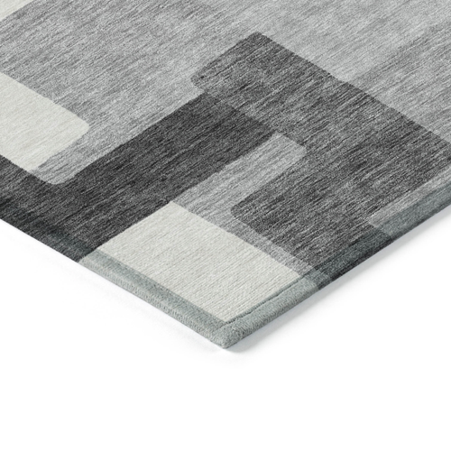 9' X 12' Gray Charcoal And Silver Abstract Washable Indoor Outdoor Area Rug