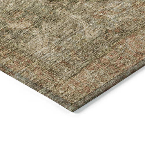 9' X 12' Fern Green Medallion Washable Indoor Outdoor Area Rug