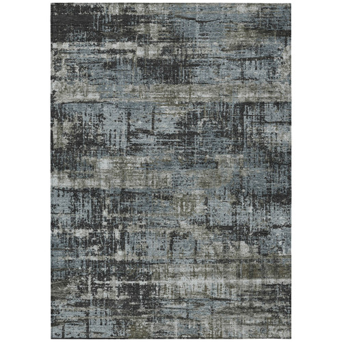 9' X 12' Charcoal And Gray Geometric Washable Indoor Outdoor Area Rug