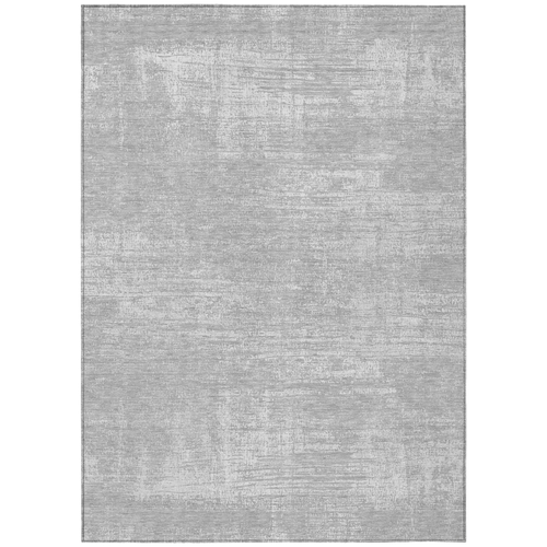 9' X 12' Silver And Gray Abstract Washable Indoor Outdoor Area Rug