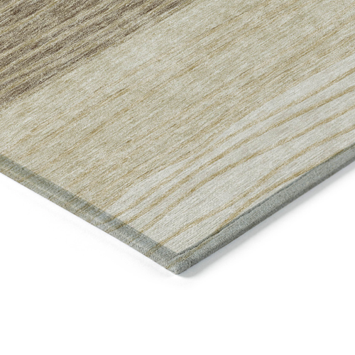 10' X 14' Beige Brown And Taupe Striped Washable Indoor Outdoor Area Rug