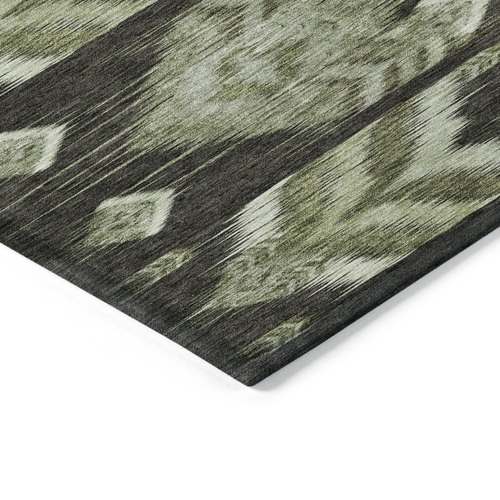 9' X 12' Olive Green And Artichoke Green Southwestern Washable Indoor Outdoor Area Rug
