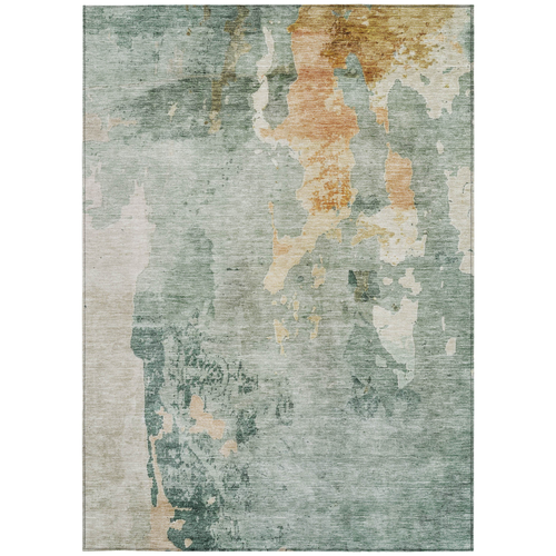10' X 14' Blue Copper And Gray Abstract Washable Indoor Outdoor Area Rug