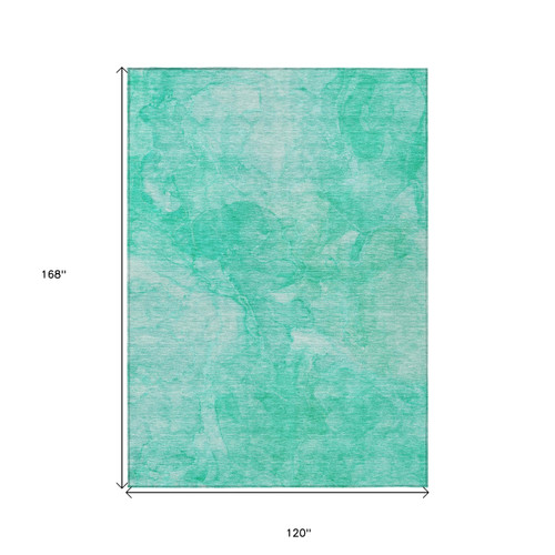 10' X 14' Teal Blue And Aqua Nautical Washable Indoor Outdoor Area Rug