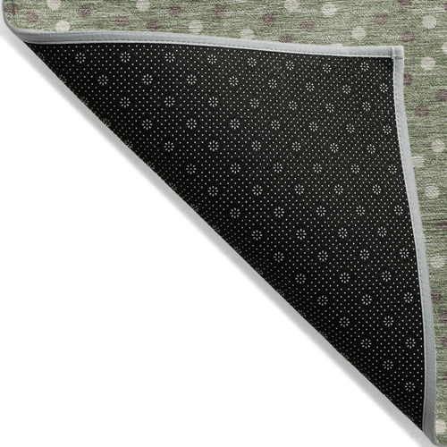 10' X 14' Sage Gray And Ivory Polka Dot Washable Indoor Outdoor Area Rug