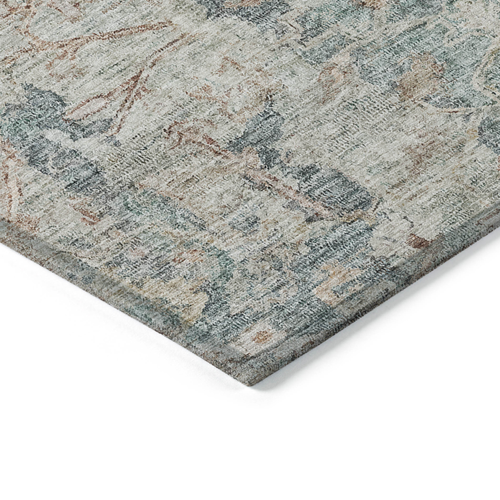 9' X 12' Green Blue And Gray Oriental Washable Indoor Outdoor Area Rug