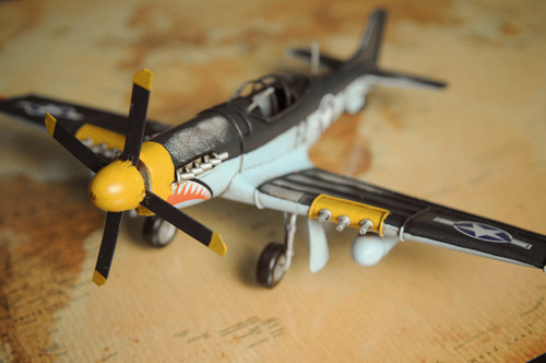 6" Grey Mustang Metal Hand Painted Decorative Airplane