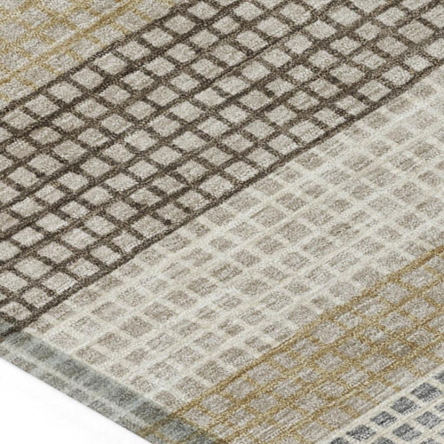 10' X 14' Beige And Ivory Striped Washable Indoor Outdoor Area Rug - Beige, Ivory