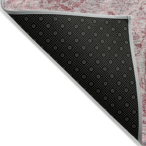 10' X 14' Pink And Gray Damask Washable Indoor Outdoor Area Rug