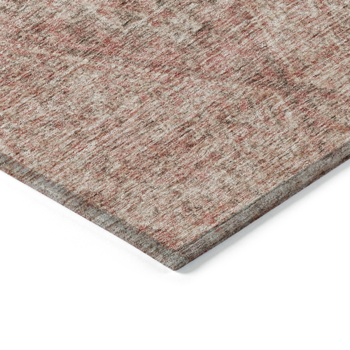 8' Pink And Brown Round Moroccan Washable Indoor Outdoor Area Rug