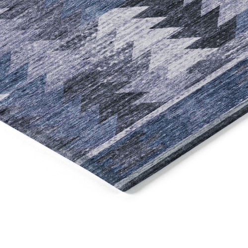 8' X 10' Navy Blue And Sky Blue Southwestern Washable Indoor Outdoor Area Rug