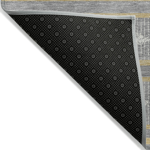 9' X 12' Gray Ivory And Brown Geometric Washable Indoor Outdoor Area Rug