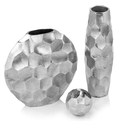 4" Silver Rough Hewn Faceted Sphere