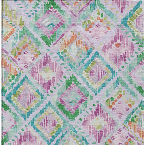 10' X 14' Lavender And Purple Geometric Washable Indoor Outdoor Area Rug