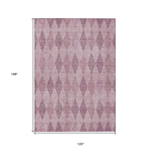 10' X 14' Blush Geometric Washable Non Skid Indoor Outdoor Area Rug