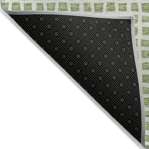 10' X 14' Artichoke Green And Ivory Geometric Washable Indoor Outdoor Area Rug