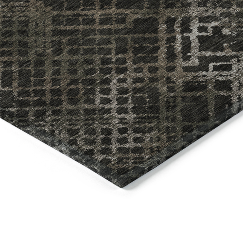 9' X 12' Brown And Chocolate Geometric Washable Indoor Outdoor Area Rug