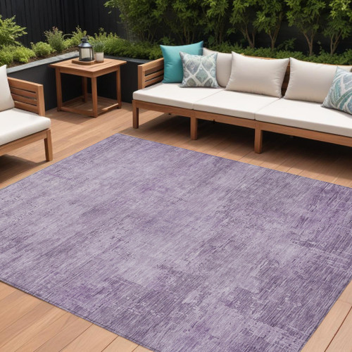 10' X 14' Lavender And Plum Abstract Washable Indoor Outdoor Area Rug