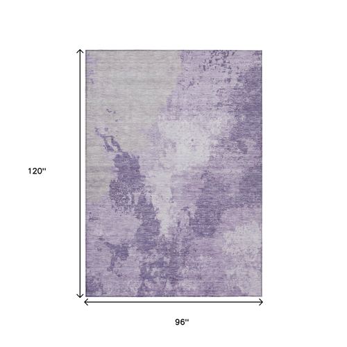 8' X 10' Plum And Purple Abstract Washable Indoor Outdoor Area Rug