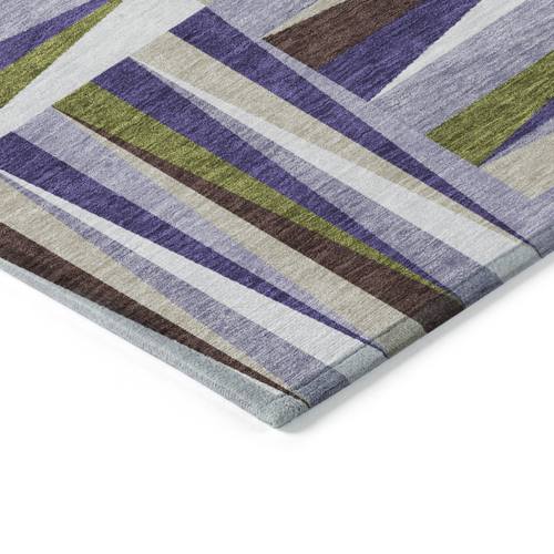 8' X 10' Lavender Brown And Green Geometric Washable Indoor Outdoor Area Rug