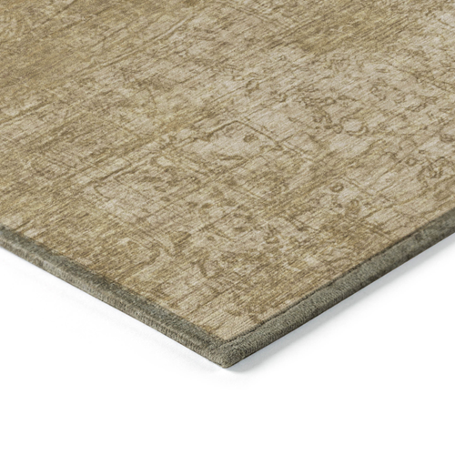 9' X 12' Tan Abstract Washable Indoor Outdoor Area Rug