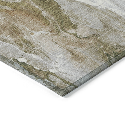 8' X 10' Brown And Ivory Abstract Washable Indoor Outdoor Area Rug