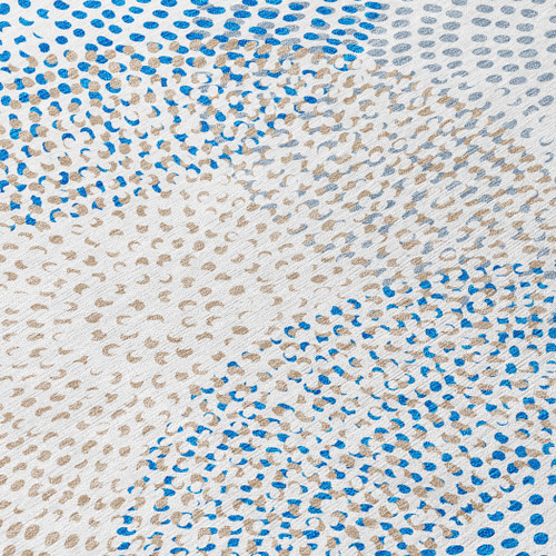 8' Ivory Blue And Taupe Round Polka Dot Washable Indoor Outdoor Area Rug