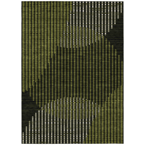 8' X 10' Olive Green And Black Geometric Washable Indoor Outdoor Area Rug