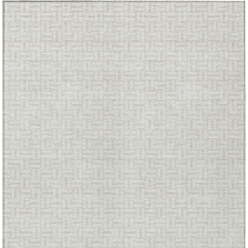10' X 14' Ivory And Silver Geometric Washable Indoor Outdoor Area Rug