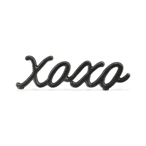 3" Black Cast Iron Hand Painted XOXO Sentiment Tabletop Sculpture