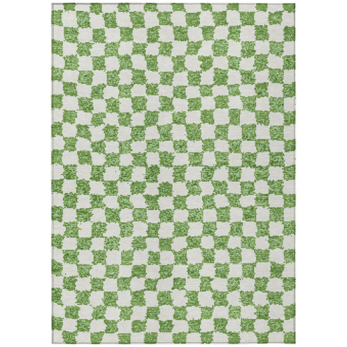 9' X 12' Green And Ivory Geometric Washable Indoor Outdoor Area Rug - Green, Ivory