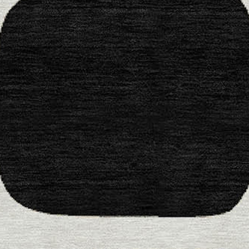 8' Ivory Black And Beige Round Geometric Washable Indoor Outdoor Area Rug