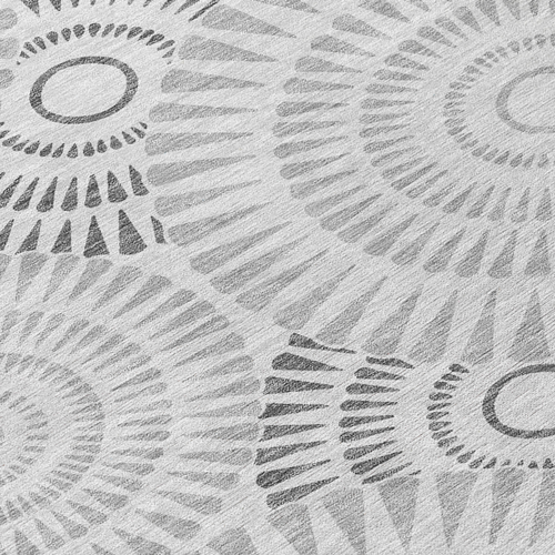 8' Gray And Dark Gray Round Geometric Washable Indoor Outdoor Area Rug