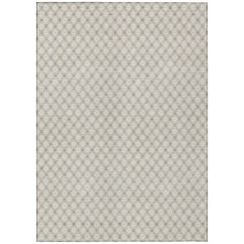 8' X 10' Beige And Ivory Floral Washable Indoor Outdoor Area Rug