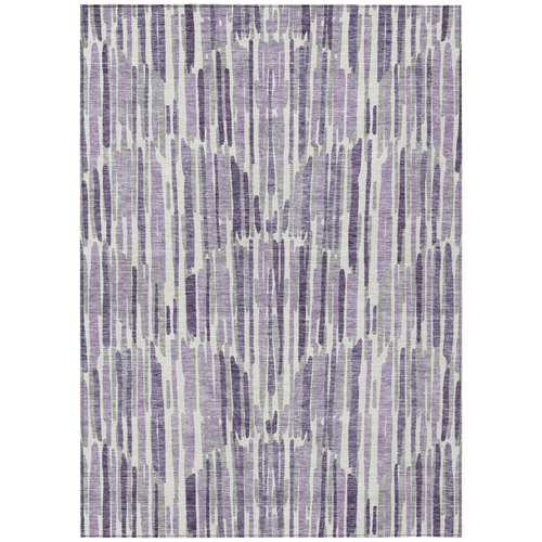 9' X 12' Purple Ivory And Lavender Abstract Washable Indoor Outdoor Area Rug