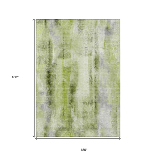 10' X 14' Sage Washable Non Skid Indoor Outdoor Area Rug