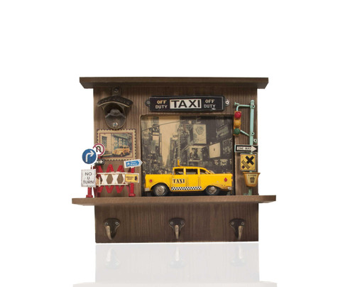 Shadow Box With 3 Metal Keychain Hooks