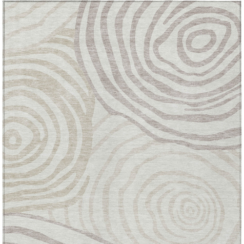 9' X 12' Ivory Beige And Khaki Abstract Washable Indoor Outdoor Area Rug