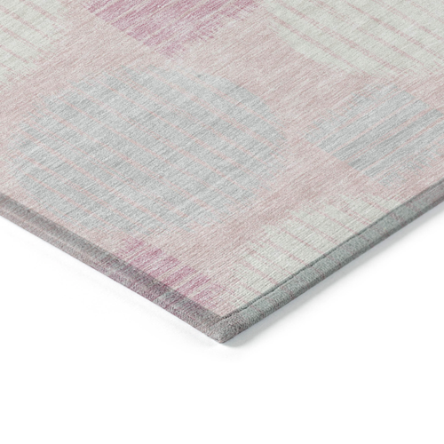 10' X 14' Pink Gray And Ivory Geometric Washable Indoor Outdoor Area Rug