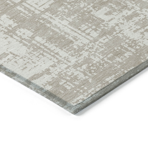 8' X 10' Taupe And Ivory Abstract Washable Indoor Outdoor Area Rug