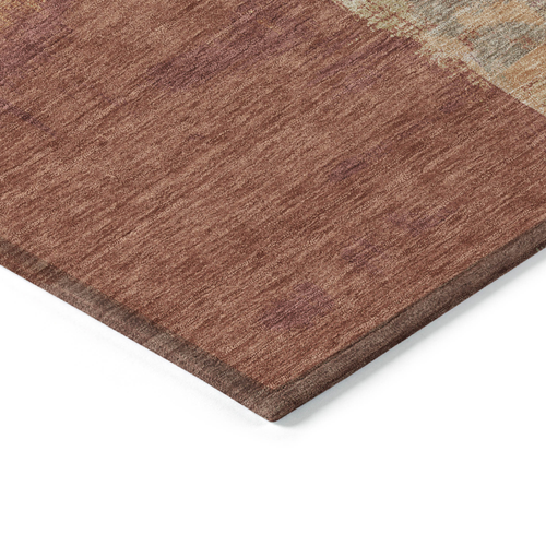 9' X 12' Orange And Burnt Orange Abstract Washable Indoor Outdoor Area Rug